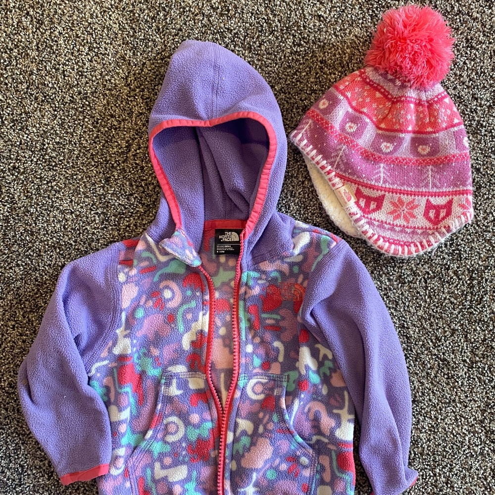 Baby Girls North Face Fleece jacket and hat